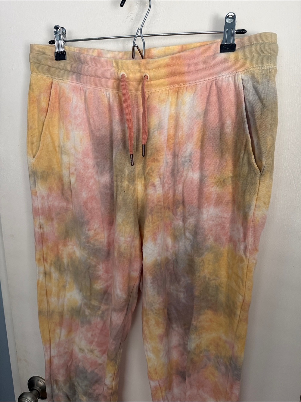 Old Navy Peach/Gray/Yellow Gray Tie-Dye Jogger Pants - Sz MT